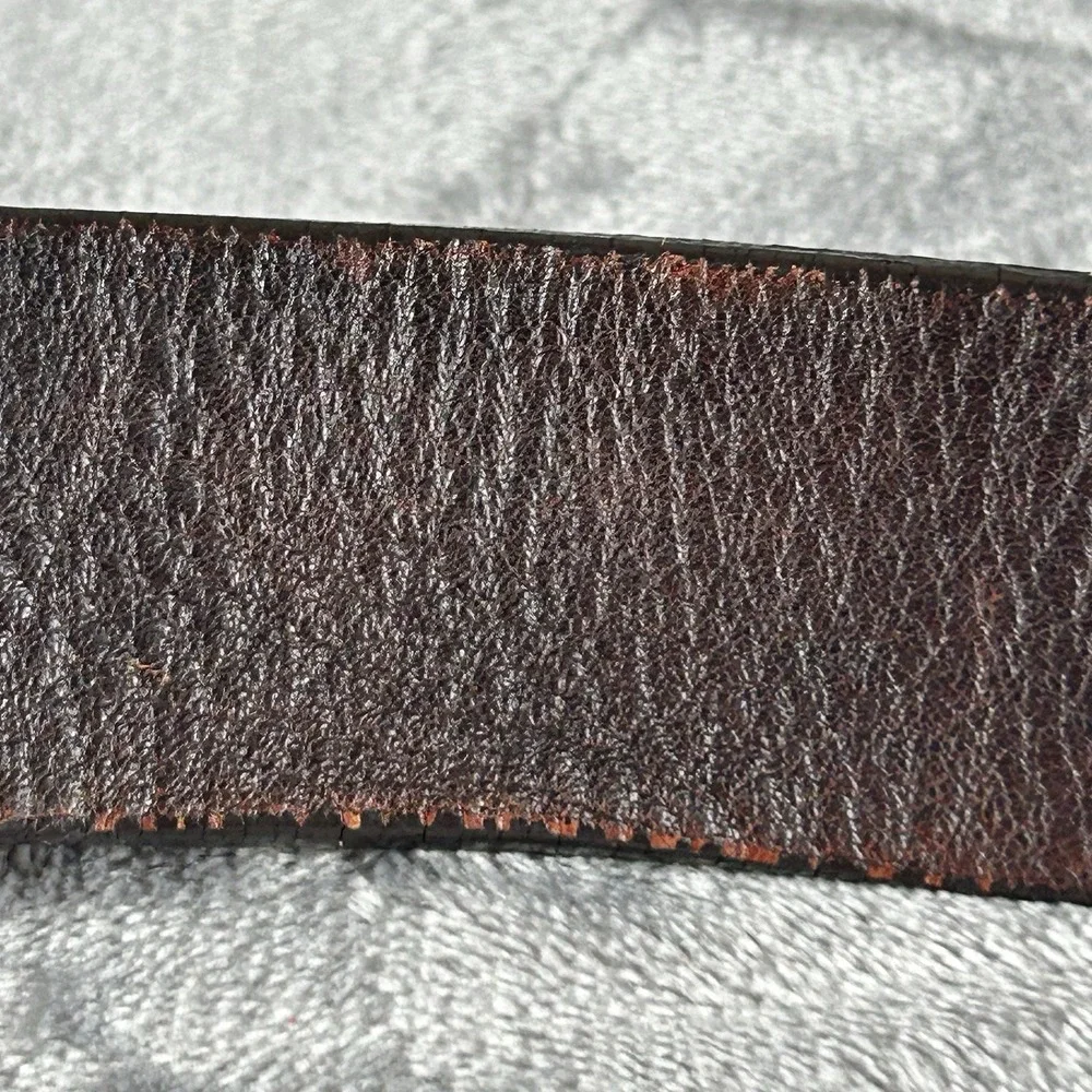 NEXT Brown Leather‎ Belt Oval Cross Silver Tone Medium 32-35